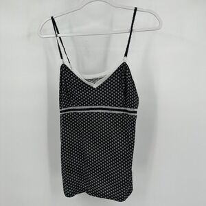 Womens Y2K Babydoll Cami Top Size XL Lace Trim Micro Print Feminine Romantic